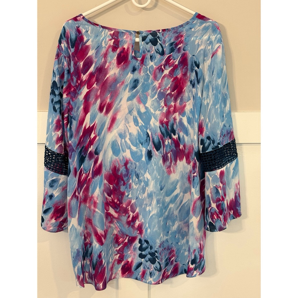 Tie Dye Blouse XL Blue Pink Purple Long Sleeve Top - Picture 2 of 4
